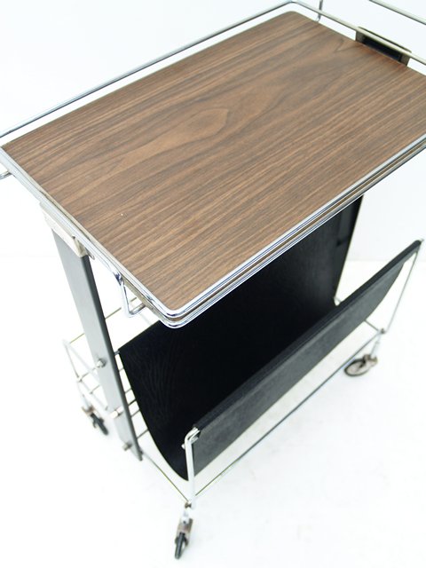 Bauhaus Beistelltisch Vintage Zeitungstisch Zeitungsständer Industrialdesign antik chrom Wire