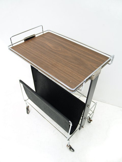 Bauhaus Beistelltisch Vintage Zeitungstisch Zeitungsständer Industrialdesign antik chrom Wire