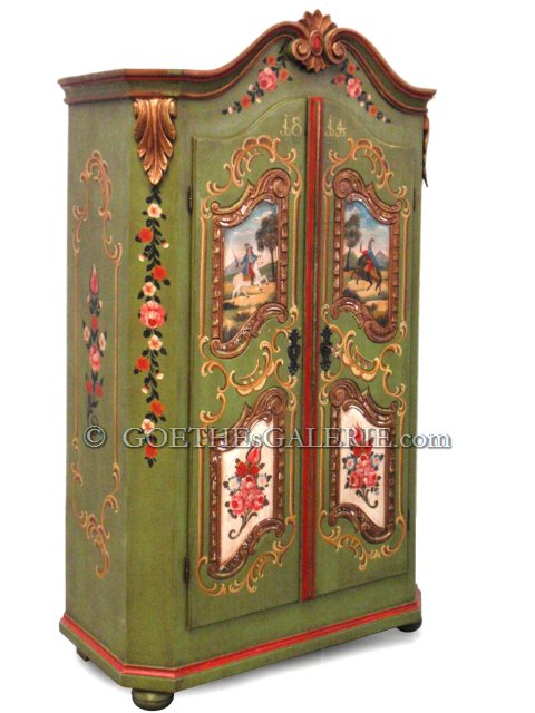 Bemalter Bauernschrank  grün