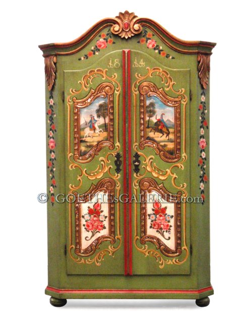 Bemalter Bauernschrank grün