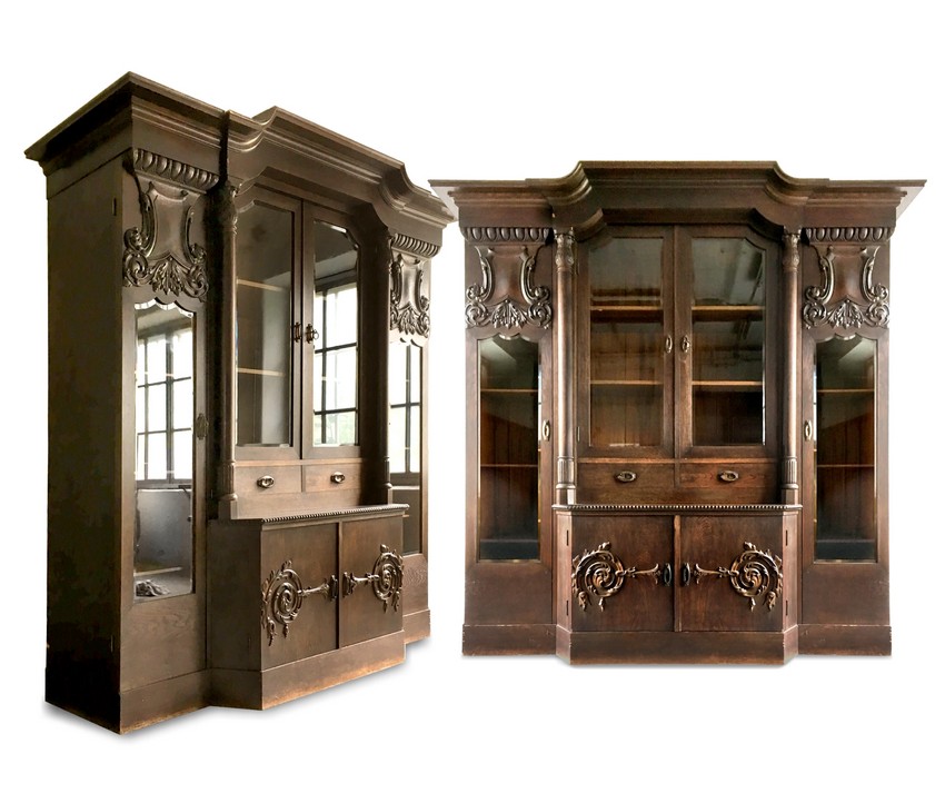 antiker Bücherschrank Barock Wohnzimmer Möbel Büro