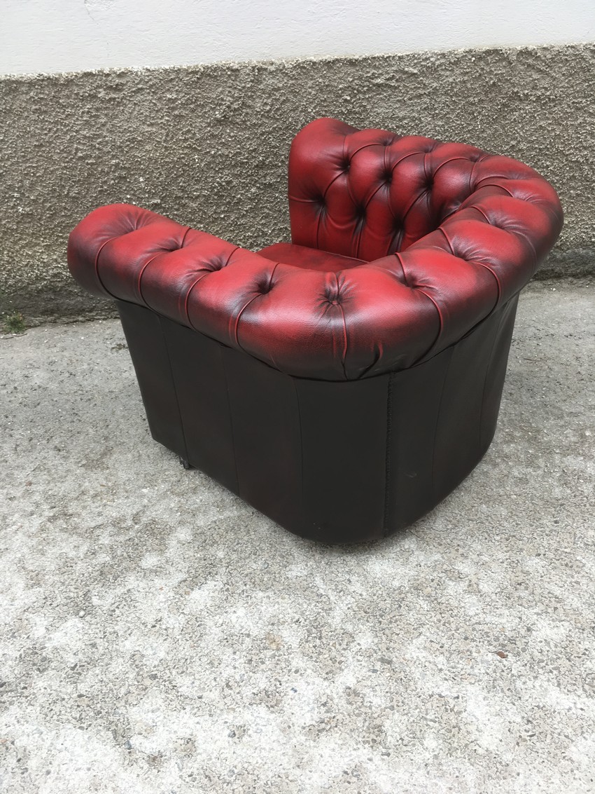 Chesterfield Leder Sessel Stuhl Sofa rot