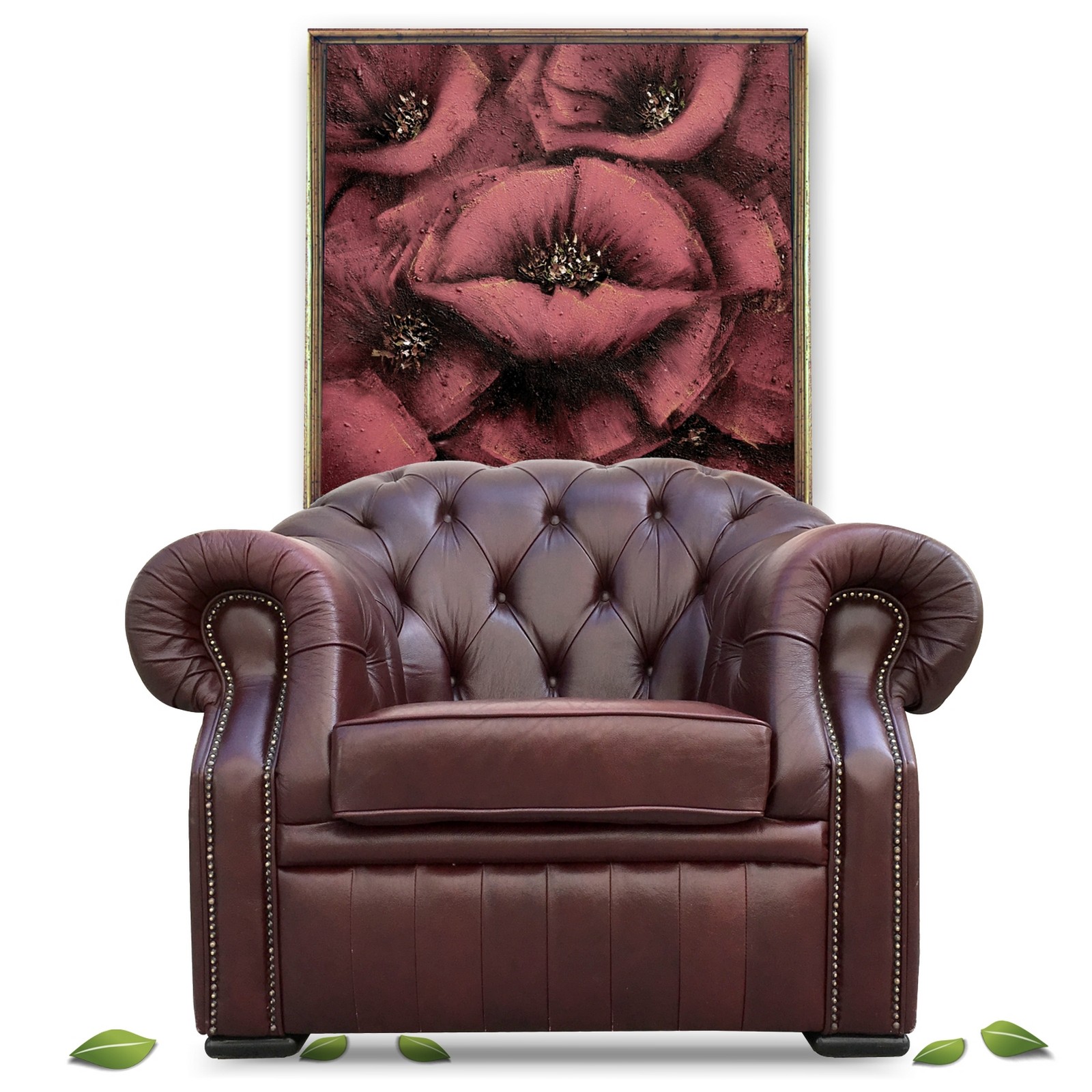 Chesterfield Lederstuhl rot-braun Armlehnstuhl Leder Sessel