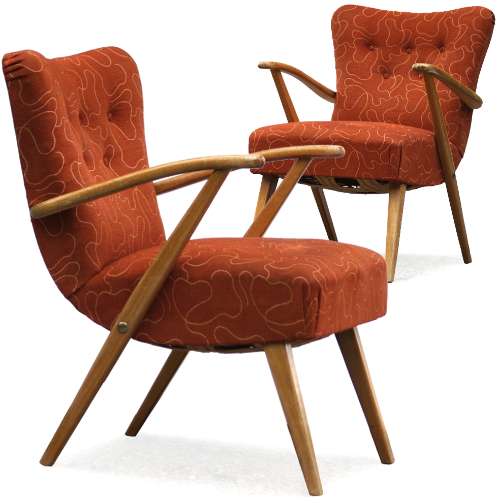 Cocktailsessel 50er-Jahre Stuhl Vintage Original antik rot orange Midcentury Möbel