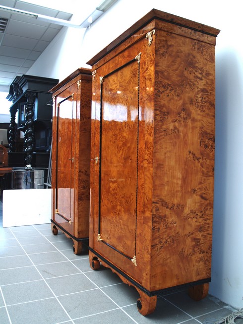 Biedermeier Schränke restauriert Danhausen Kästen Ahorn Pärchen g2198 Möbel Restaurator