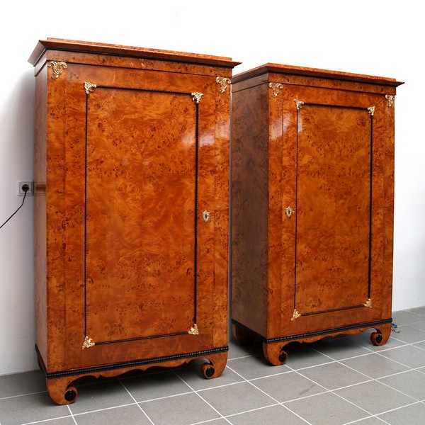 Biedermeier Schränke restauriert Danhausen Kästen Ahorn Pärchen g2198 Möbel Restaurator
