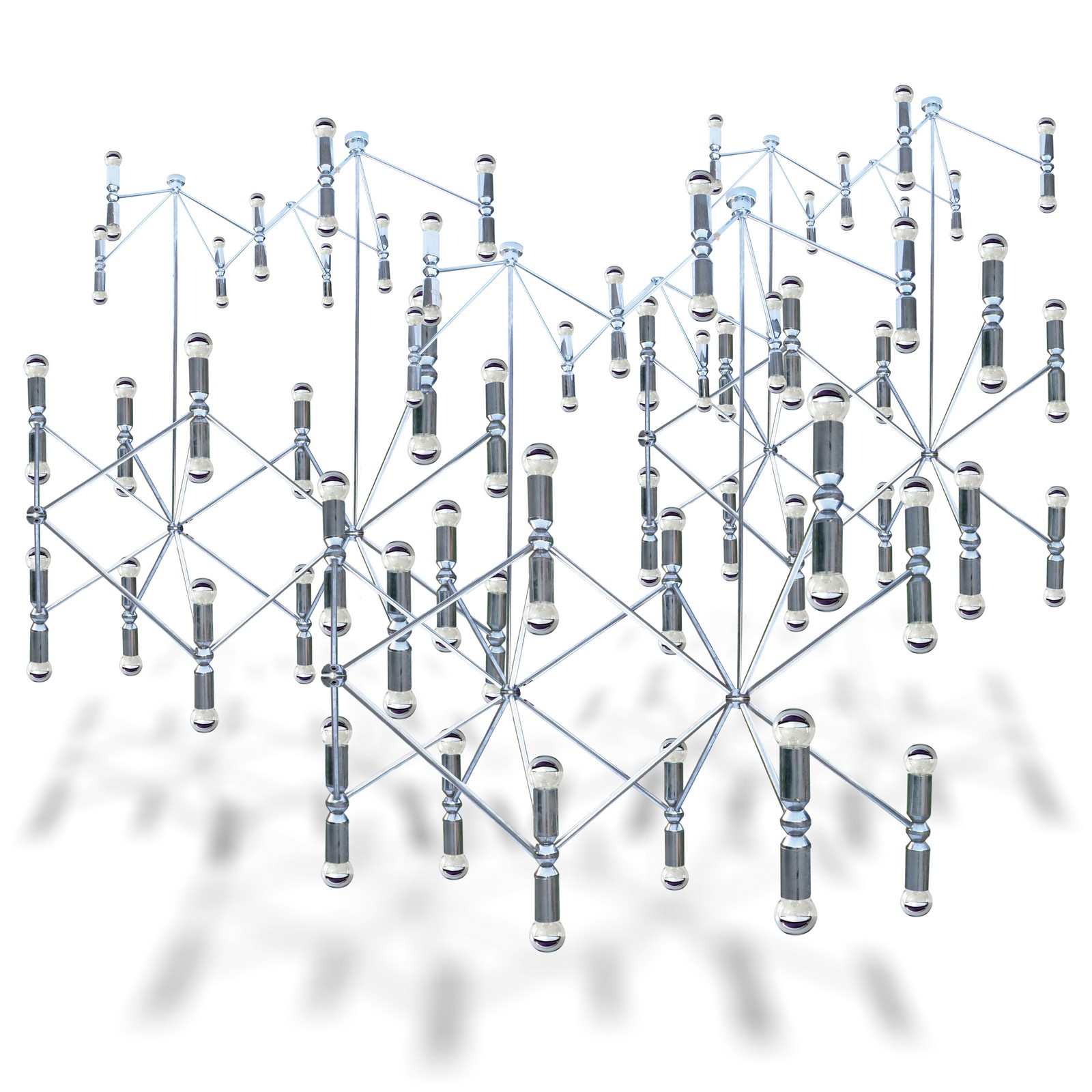 große Deckenlampe Plafoniere 400 x 200 cm Chrom Retro Midcentury Design Original lampenhimmel