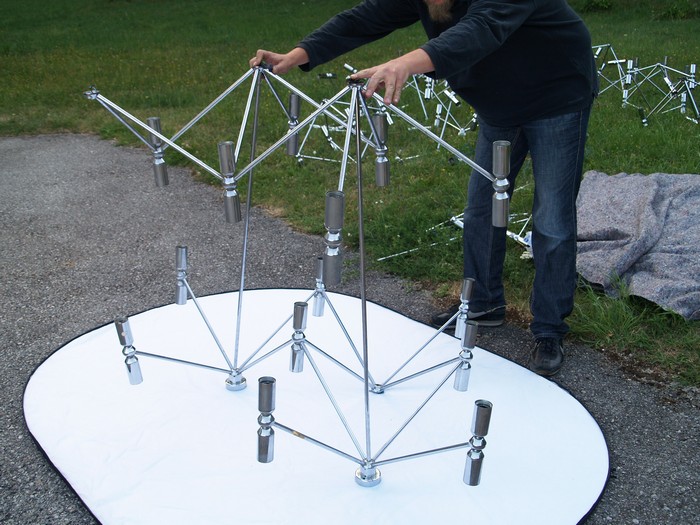 große Deckenlampe Plafoniere 400 x 200 cm Chrom Retro Midcentury Design Original Panton up down light