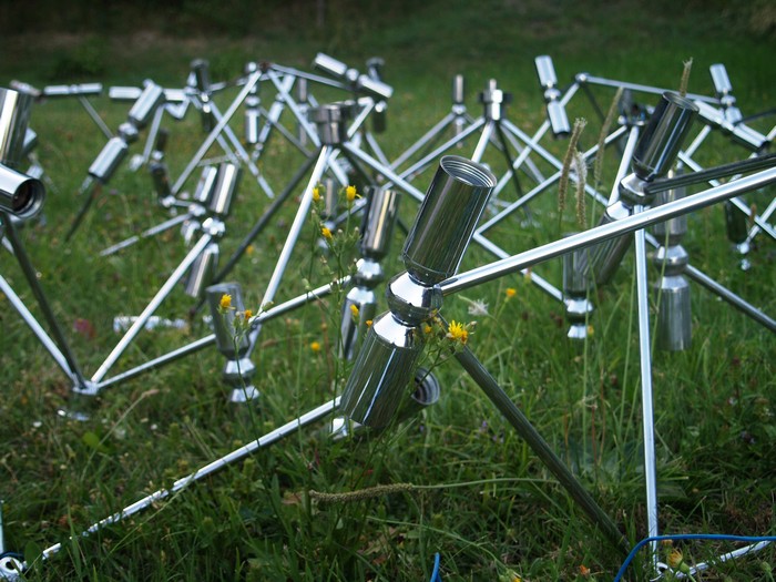 große Deckenlampe Plafoniere 400 x 200 cm Chrom Retro Midcentury Design Original Panton up down light