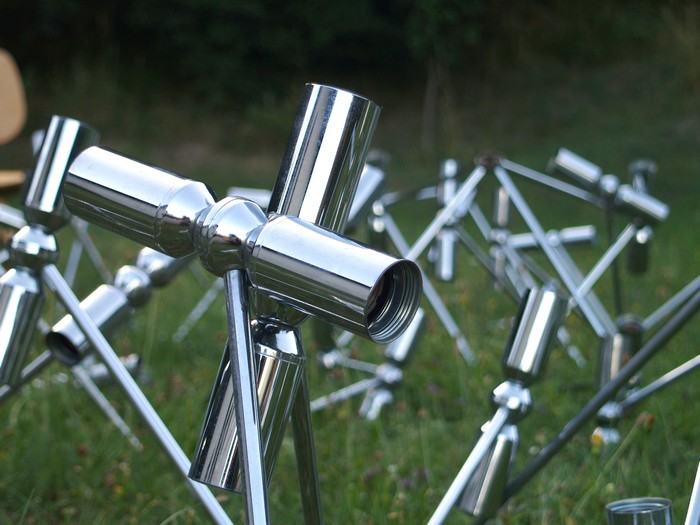 große Deckenlampe Plafoniere 400 x 200 cm Chrom Retro Midcentury Sputnik Design Original up down light