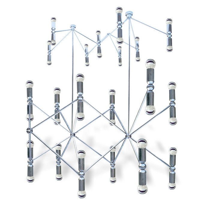 große Deckenlampe Plafoniere 400 x 200 cm Chrom Retro Midcentury Design Original Panton up down light