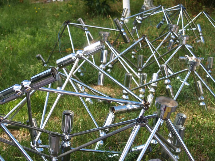 große Deckenlampe Plafoniere 400 x 200 cm Chrom Retro Midcentury Design Original Panton