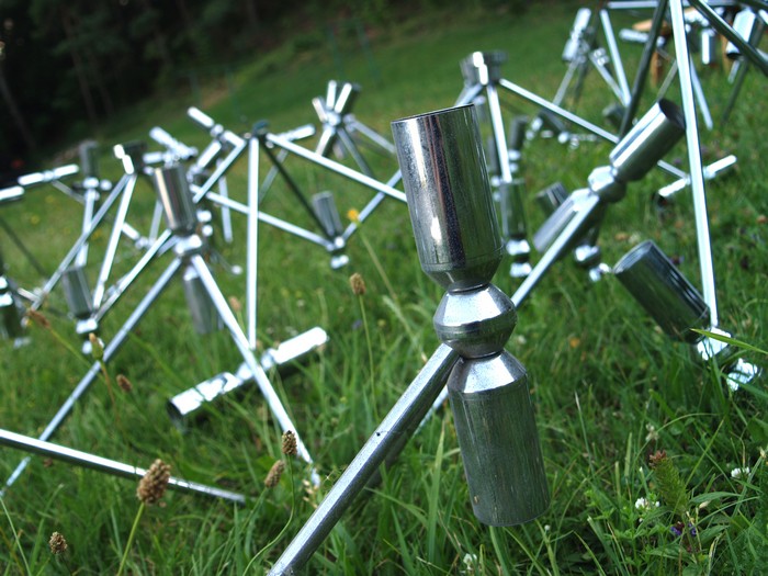 große Deckenlampe Plafoniere 400 x 200 cm Chrom Retro Midcentury Design Original Panton