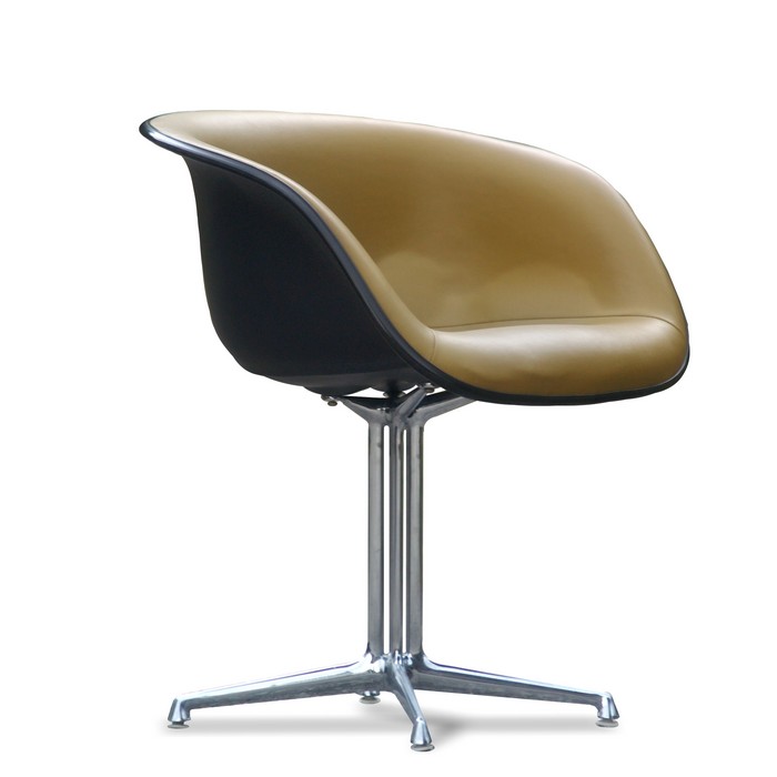 Armlehnstuhl Vintage schwarz Retro Sessel Chrom Leder 50er 60er-Jahre