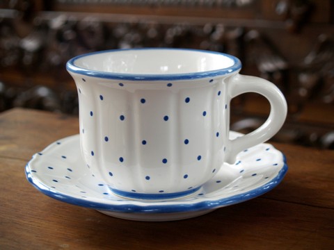 gmundner keramik blau punkte tupferl gebraucht neuwertig kaffee tee shabby chic