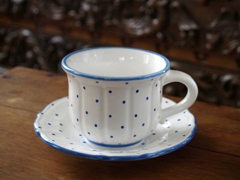 gmundner keramik blau punkte tupferl gebraucht neuwertig kaffee tee shabby chic