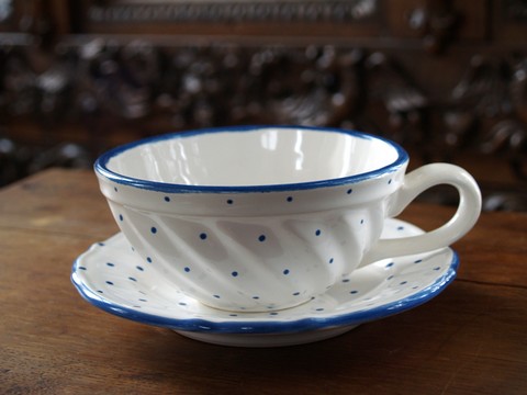 gmundner keramik blau punkte tupferl Guglhupf gebraucht neuwertig kaffee tee