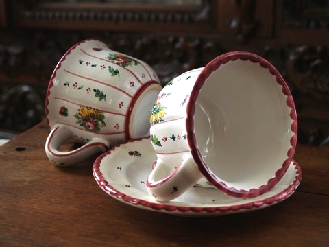 Gmundner Keramik gebraucht Teller Kaffeetasse Biedermeier neuwertig
