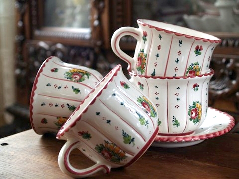 Gmundner Keramik gebraucht Teller Kaffeetasse Biedermeier neuwertig