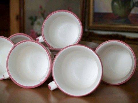 gmundner keramik rosa punkte tupferl gebraucht neuwertig kaffee tee shabby chic