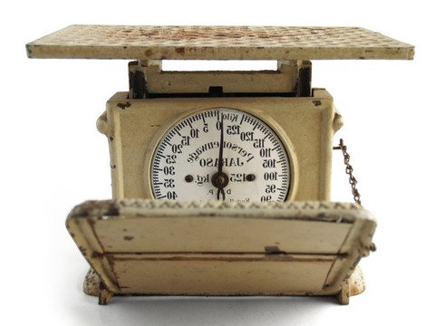 Jaraso Personenwaage antik, Waage, Spiegelwaage, Gusseisen 1 waage antik industrial Design industrialstyle retro Gusseisen Standwaage Küchenwaage shabby chic creme Steampunk WildWildWest pastell