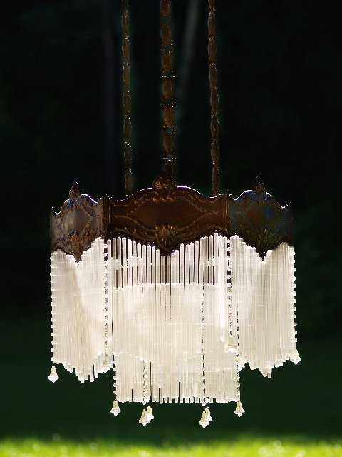 jugendstil luster kronleuchter antiker leuchter haengelampe messing bronze glas 6