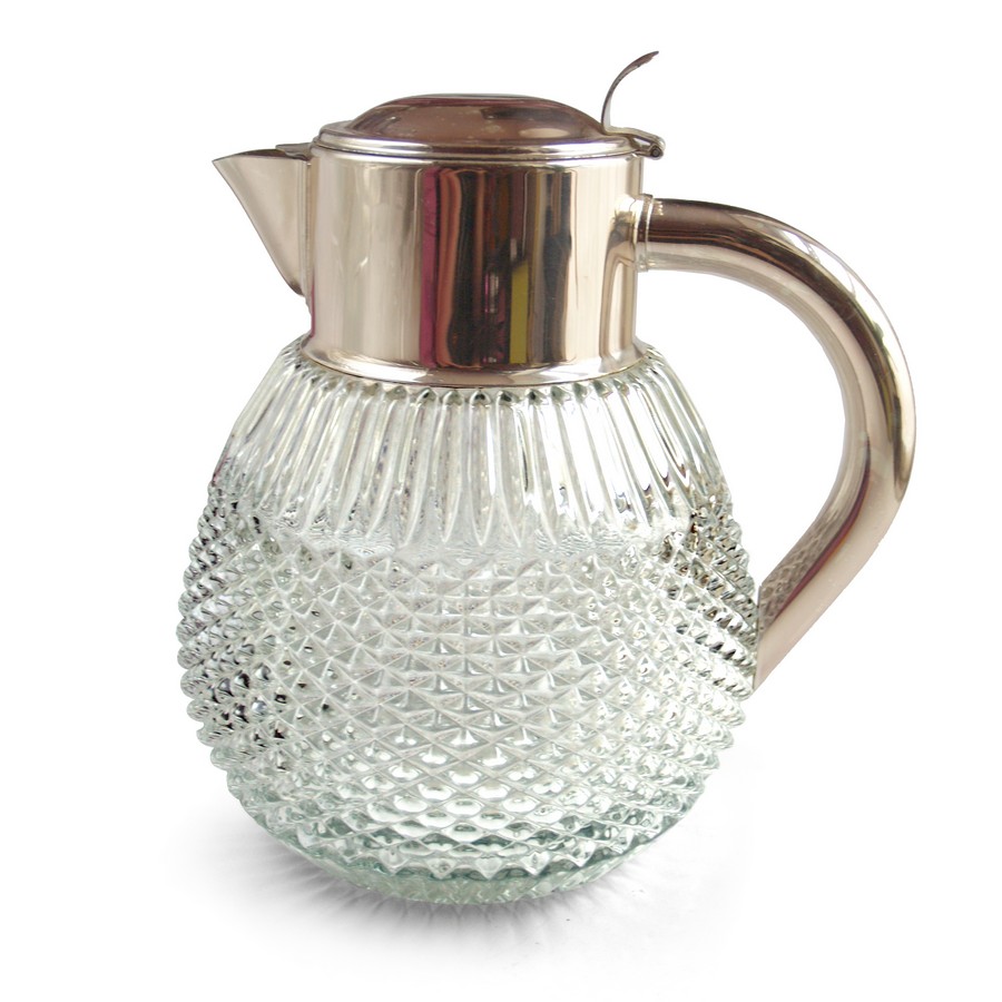 Bleikristall Krug geschliffen Vintage Waffelschliff 800 silber Kanne Dekanter
