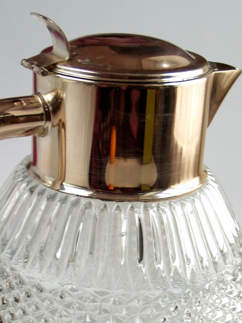Bleikristall Krug geschliffen Vintage Waffelschliff 800 silber Kanne Dekanter