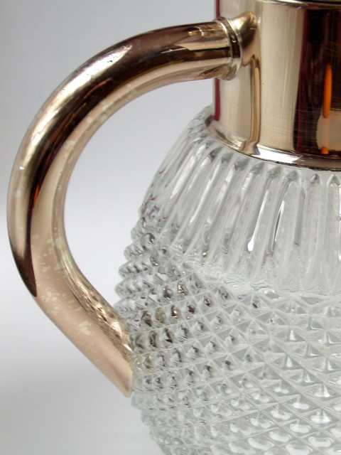 Bleikristall Krug geschliffen Vintage Waffelschliff 800 silber Kanne Dekanter