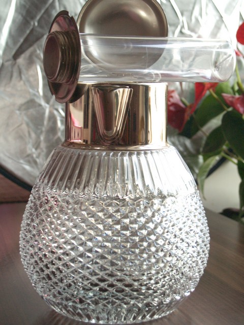 Bleikristall Krug geschliffen Vintage Waffelschliff 800 silber Kanne Dekanter