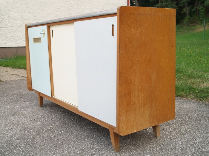 Küchenschrank creme antik Vintage 40er- 50er-jahre Küchenmöbel Midcentury pastell