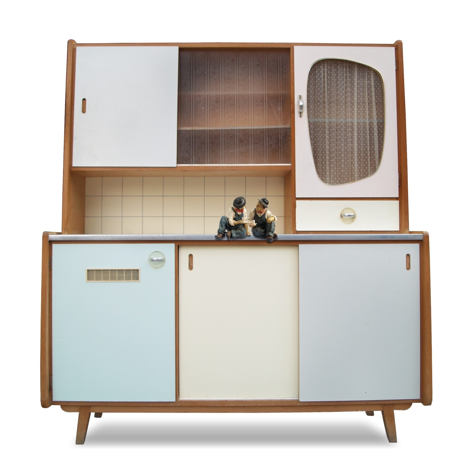 Küchenschrank creme antik Vintage 40er- 50er-jahre Küchenmöbel Midcentury pastell