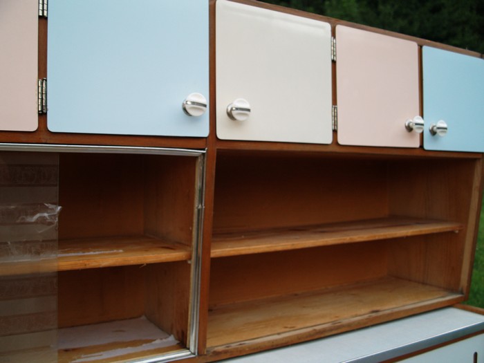 Küchenschrank creme antik Vintage 40er- 50er-jahre Küchenmöbel Midcentury pastell