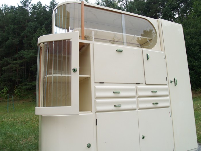 Küchenschrank creme antik Vintage 40er- 50er-jahre Küchenmöbel Midcentury pastell artdeco