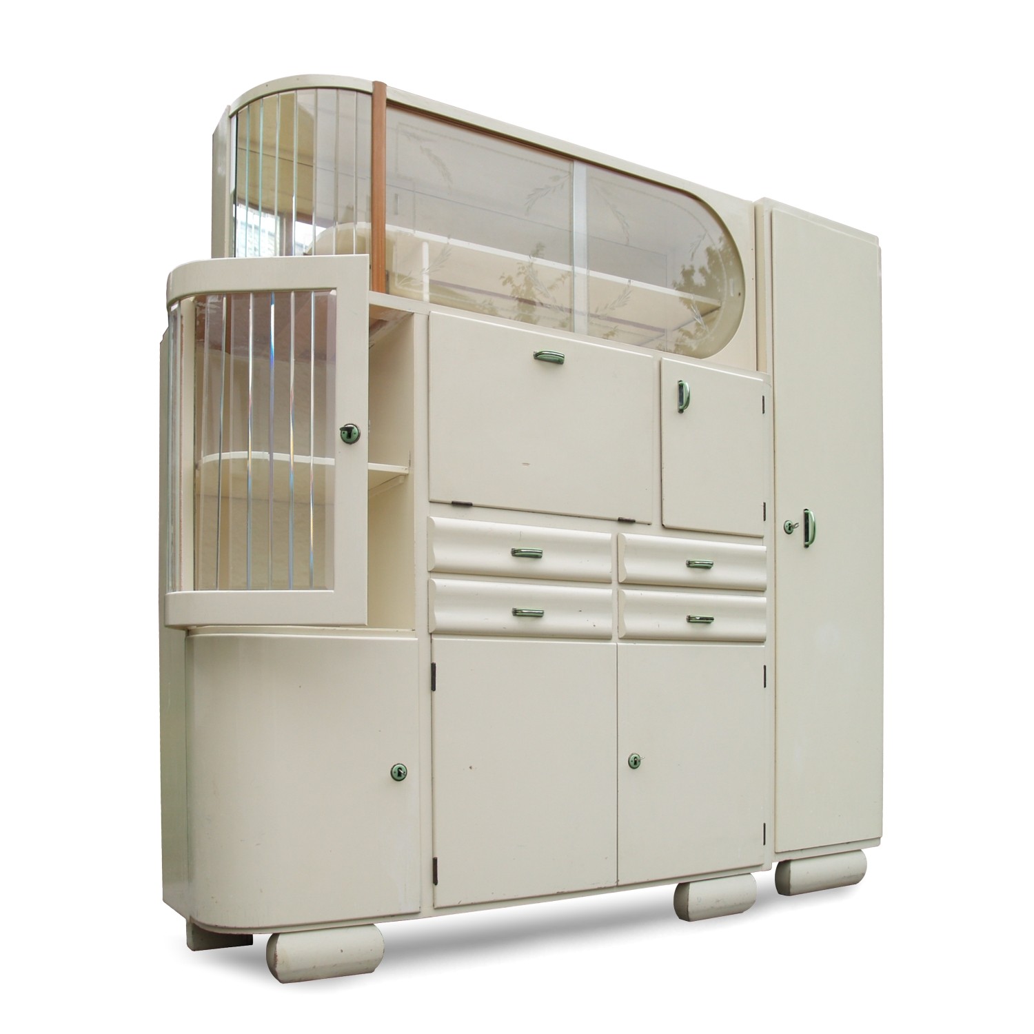 Küchenschrank creme antik Vintage 40er- 50er-jahre Küchenmöbel Midcentury pastell artdeco