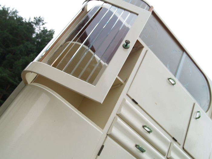 Küchenschrank creme antik Vintage 40er- 50er-jahre Küchenmöbel Midcentury pastell artdeco