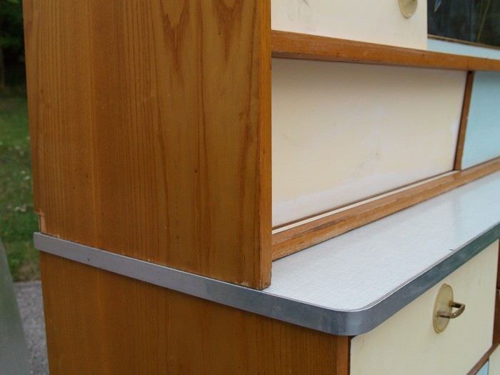 Küchenschrank creme antik Vintage 40er- 50er-jahre Küchenmöbel Midcentury pastell artdeco