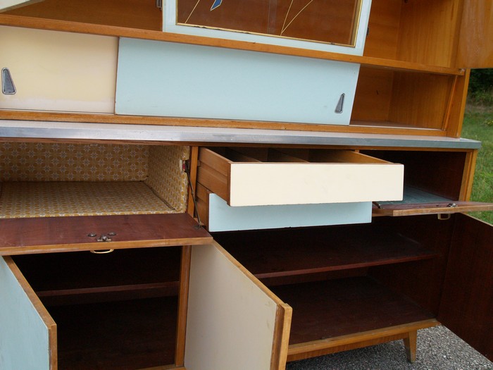 Küchenschrank creme antik Vintage 40er- 50er-jahre Küchenmöbel Midcentury pastell artdeco