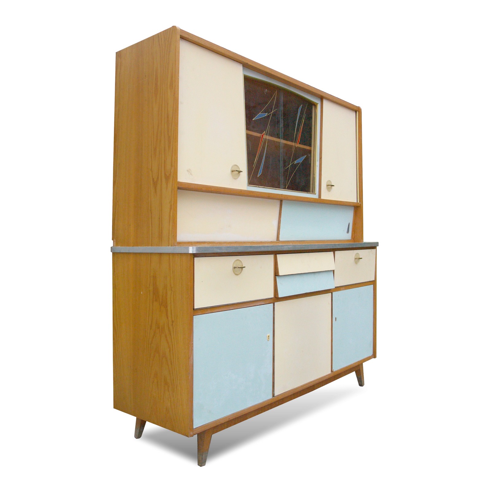 Küchenschrank creme antik Vintage 40er- 50er-jahre Küchenmöbel Midcentury pastell artdeco