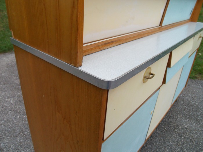 Küchenschrank creme antik Vintage 40er- 50er-jahre Küchenmöbel Midcentury pastell artdeco