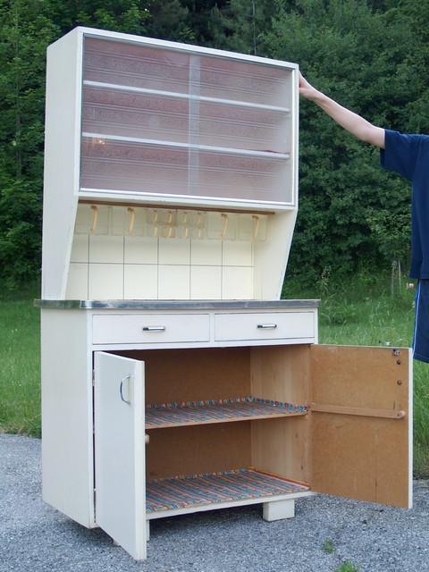 Retro Küchenschrank, Küche im Vintage Design 6 Küchenschrank creme antik Vintage 40er- 50er-jahre Küchenmöbel Midcentury pastell