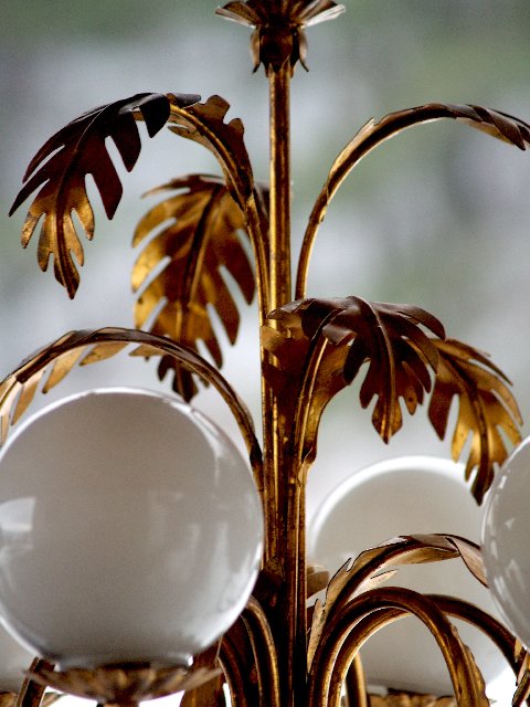 luster leuchter palme palmenblaetter lampe golden 3