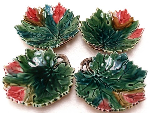 Majolika Blattteller Schale