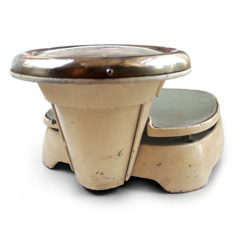 waage antik industrial Design industrialstyle retro Gusseisen Standwaage Küchenwaage shabby chic türkis blau grün Steampunk WildWildWest