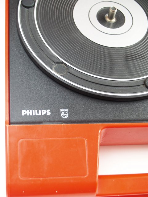 Plattenspieler antik Philips tangerine Koffer