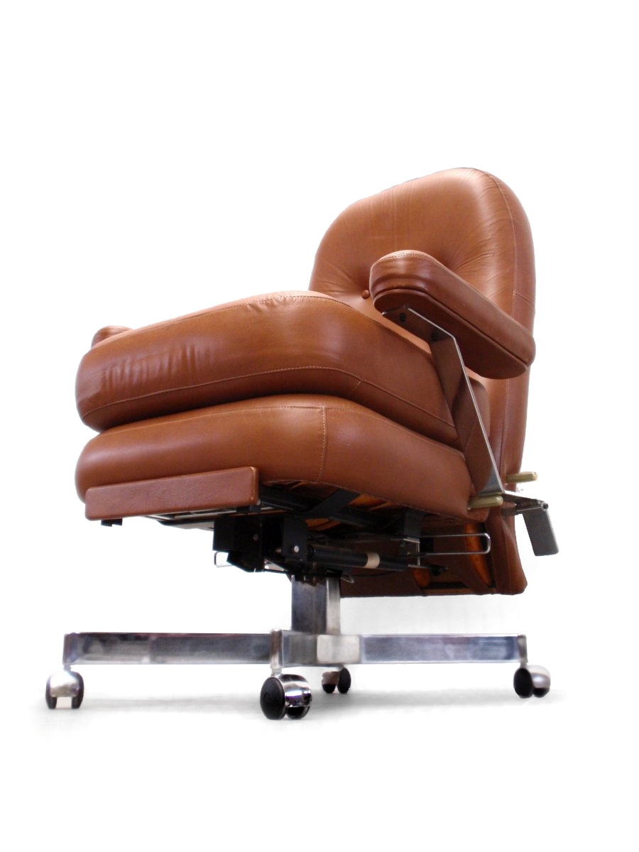 Retro Schreibtischsessel antik Original Lounge Relaxstuhl braun Chrom 50er 60er Jahre