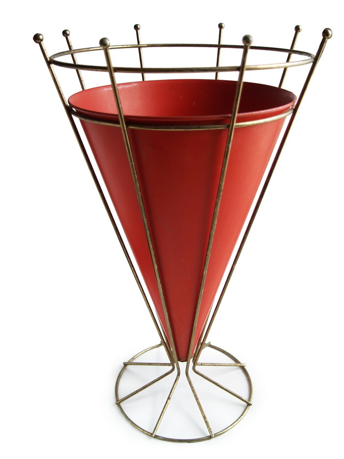Schirmständer Tüte Midcentury Vintage 50er 60er-Jahre rot antik