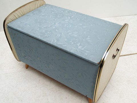 Vintage Hocker Midcentury Möbel antik blau Original