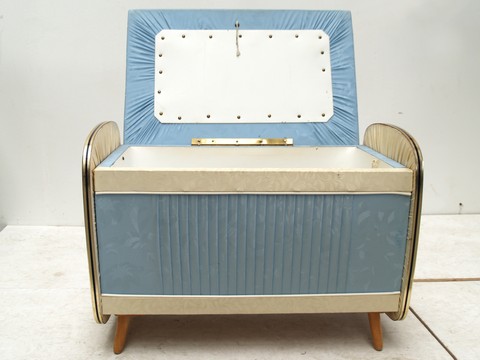 Vintage Hocker Midcentury Möbel antik blau Original