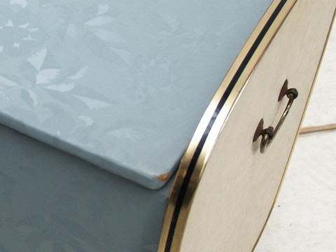 Vintage Hocker Midcentury Möbel antik blau Original